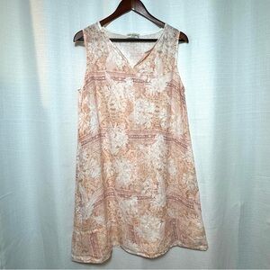 Made in Italy Linen Floral Shift Dress Boho Sleeveless XL